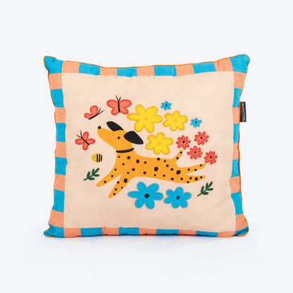 HUFT Blossom Paws Cushion For Pet Lovers - Multicolor