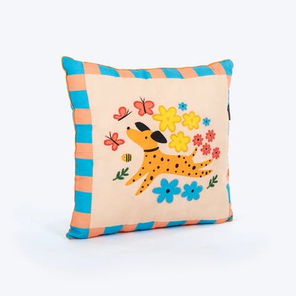 HUFT Blossom Paws Cushion For Pet Lovers - Multicolor