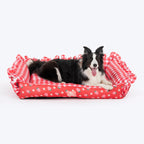 HUFT Berrylicious Lounger Bed For Dog - Red and Pink