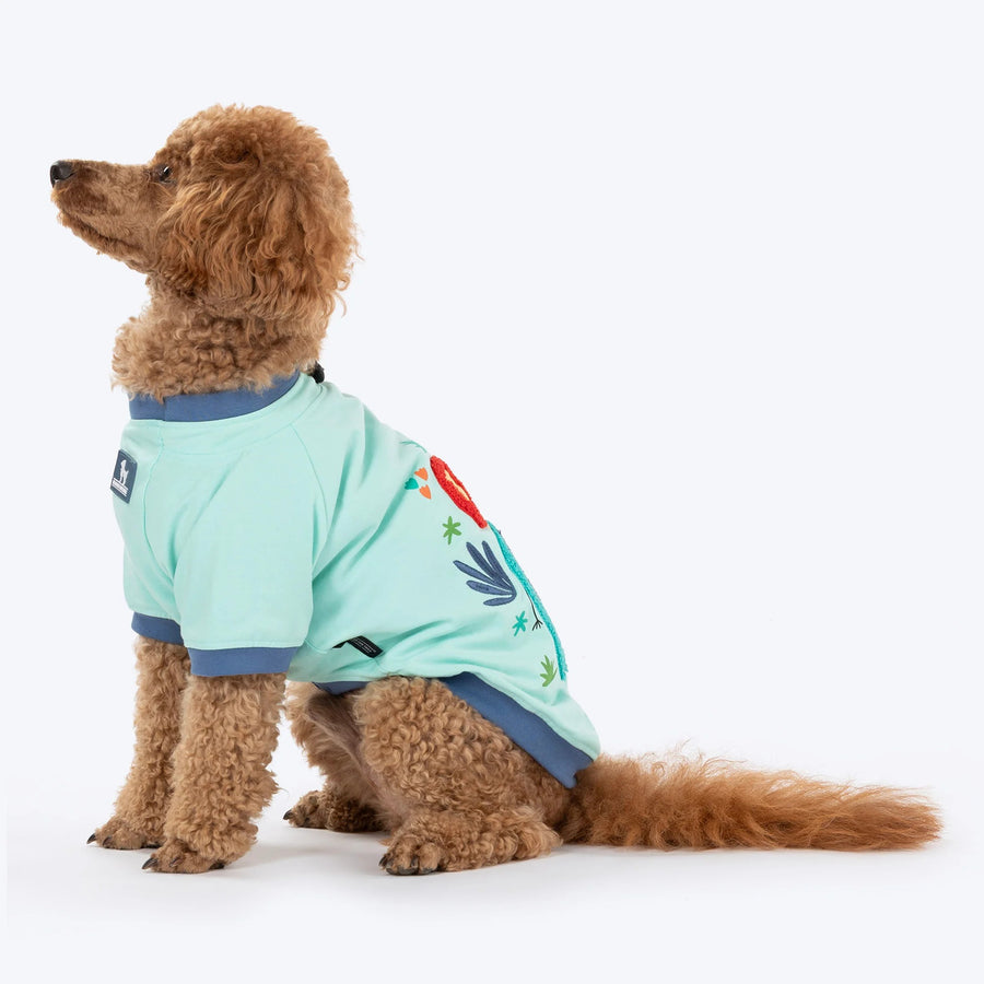 HUFT Jungle Joy Printed T-Shirt For Dog - Light Mint Green