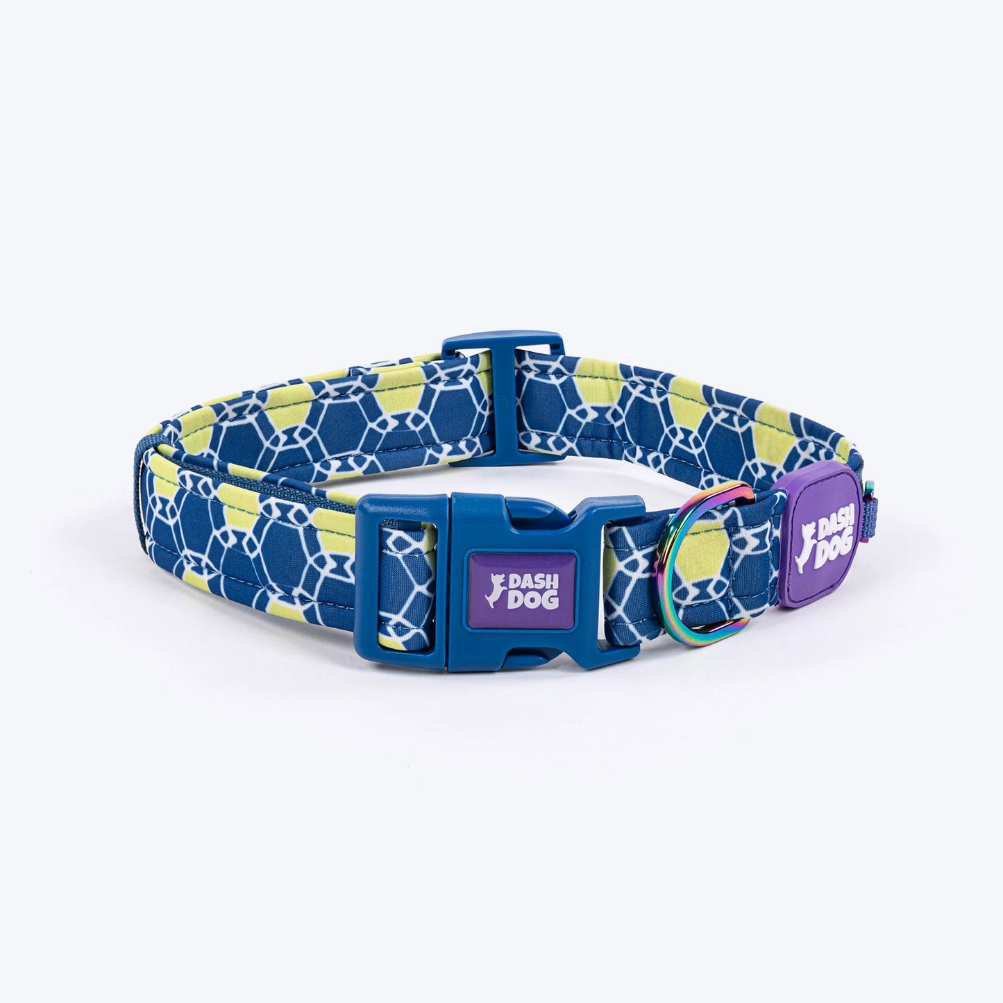Dash Dog Wildcrest Padded Collar For Dog -  Blue & Neon Green