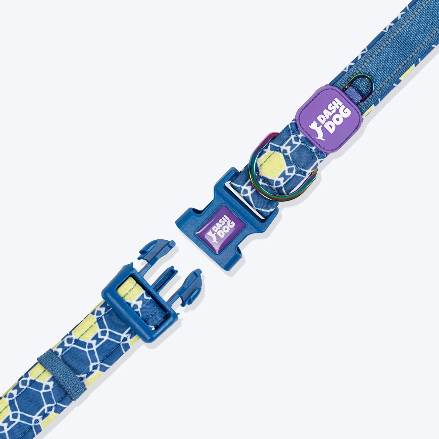 Dash Dog Wildcrest Padded Collar For Dog -  Blue & Neon Green