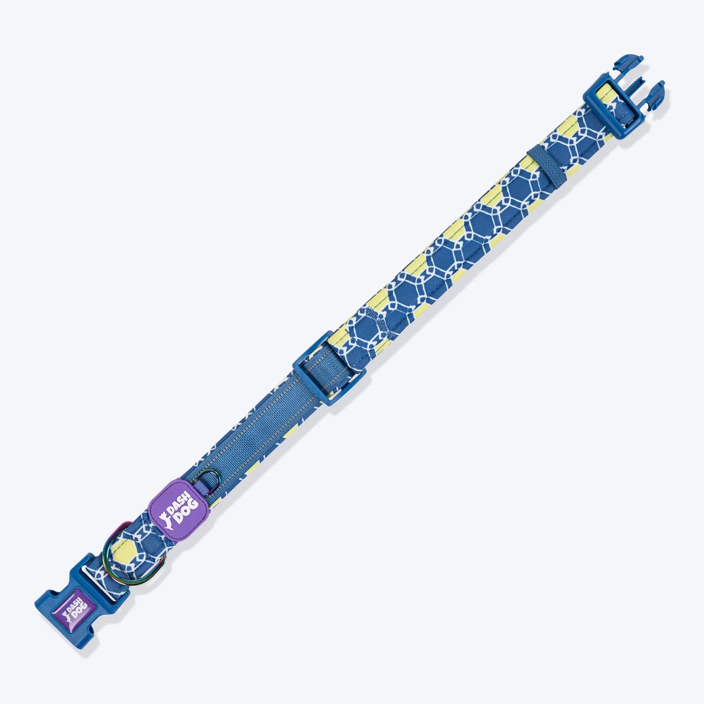 Dash Dog Wildcrest Padded Collar For Dog -  Blue & Neon Green