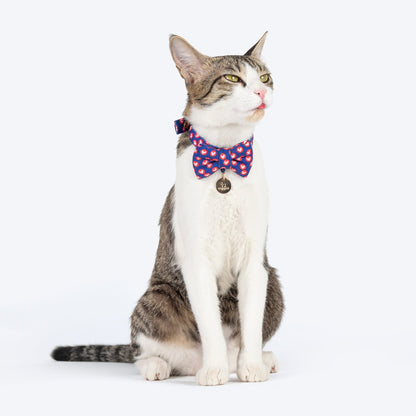 HUFT Heartpop Printed Bow Tie With Strap For Cat - Deep Blue