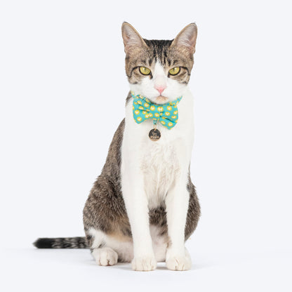 HUFT Heartpop Printed Bow Tie With Strap For Cat - Sea Green