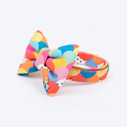 HUFT Candy Clouds Printed Bow Tie With Strap For Dog - Multicolor