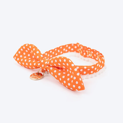 HUFT Pawsome Polka Bow Tie With Strap For Cat - Orange