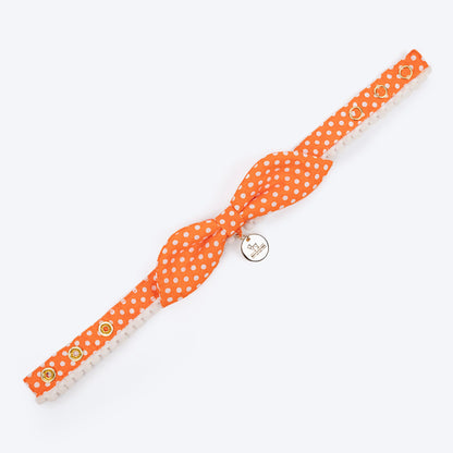 HUFT Pawsome Polka Bow Tie With Strap For Cat - Orange