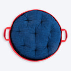 HUFT Cuddle Paws Jute Basket Bed With Cushion For Small Dogs & Cats - Red & Navy