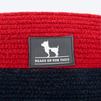 HUFT Cuddle Paws Jute Basket Bed With Cushion For Small Dogs & Cats - Red & Navy