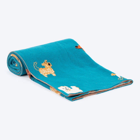 HUFT Doggie Doodles Blanket For Pets - Petrol Blue