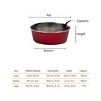 HUFT Pinsonic Striped Embossed Steel Bowl For Dog - Red