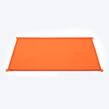 HUFT Anti Spill Rectangle Bowl Mat For Dog & Cat - Orange