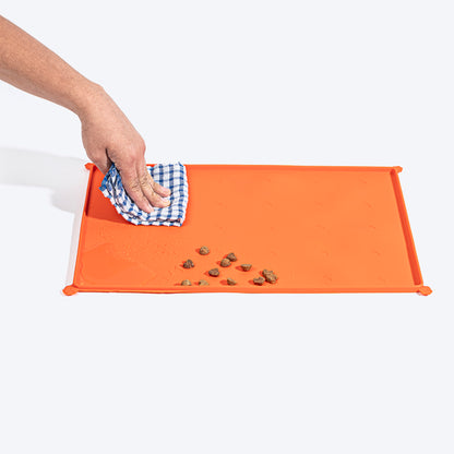 HUFT Anti Spill Rectangle Bowl Mat For Dog & Cat - Orange