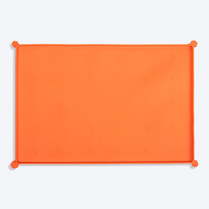 HUFT Anti Spill Rectangle Bowl Mat For Dog & Cat - Orange