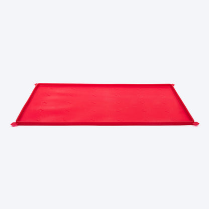 HUFT Anti Spill Rectangle Bowl Mat For Dog & Cat - Red