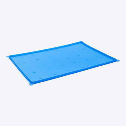 HUFT Anti Spill Rectangle Bowl Mat For Dog & Cat - Blue