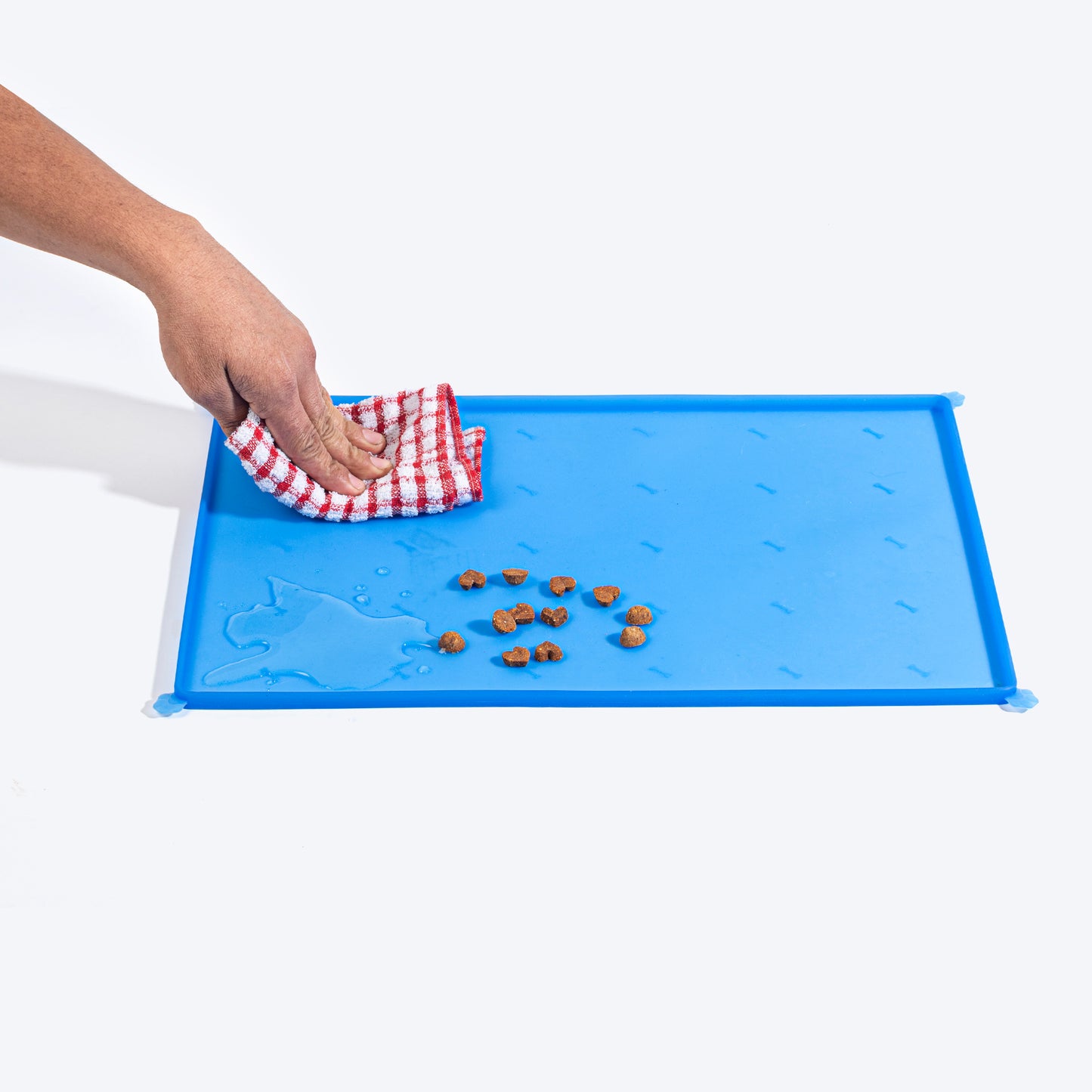 HUFT Anti Spill Rectangle Bowl Mat For Dog & Cat - Blue