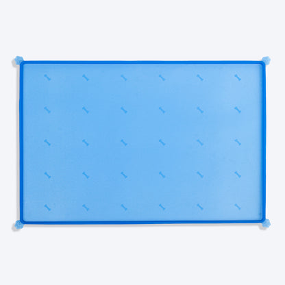 HUFT Anti Spill Rectangle Bowl Mat For Dog & Cat - Blue