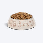 HUFT Wag And Doodle Printed Melamine Bowl With Steel Inserts For Dog - Beige