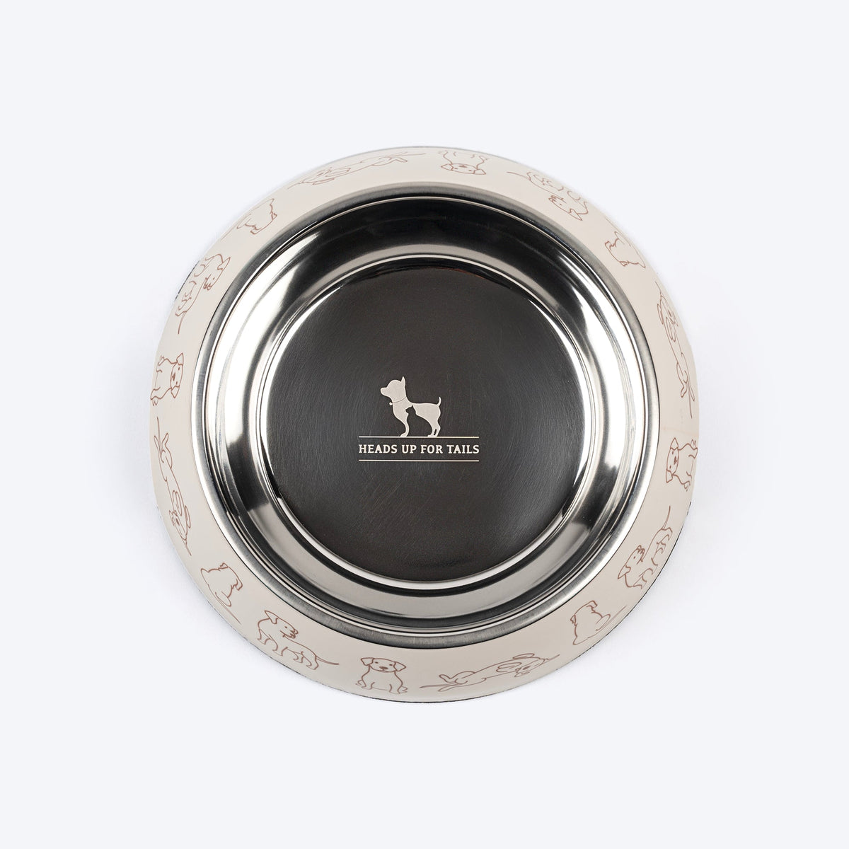 HUFT Wag And Doodle Printed Melamine Bowl With Steel Inserts For Dog - Beige