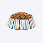 HUFT Splash And Stripes Printed Melamine Bowl With Steel Insert For Dog - Multicolor