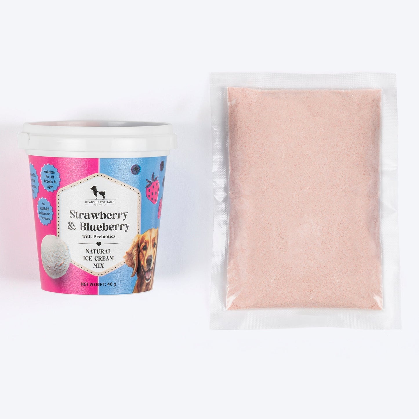 HUFT Strawberry & Blueberry With Prebiotics Natural Ice Cream Mix Treat For Dog - 40 g