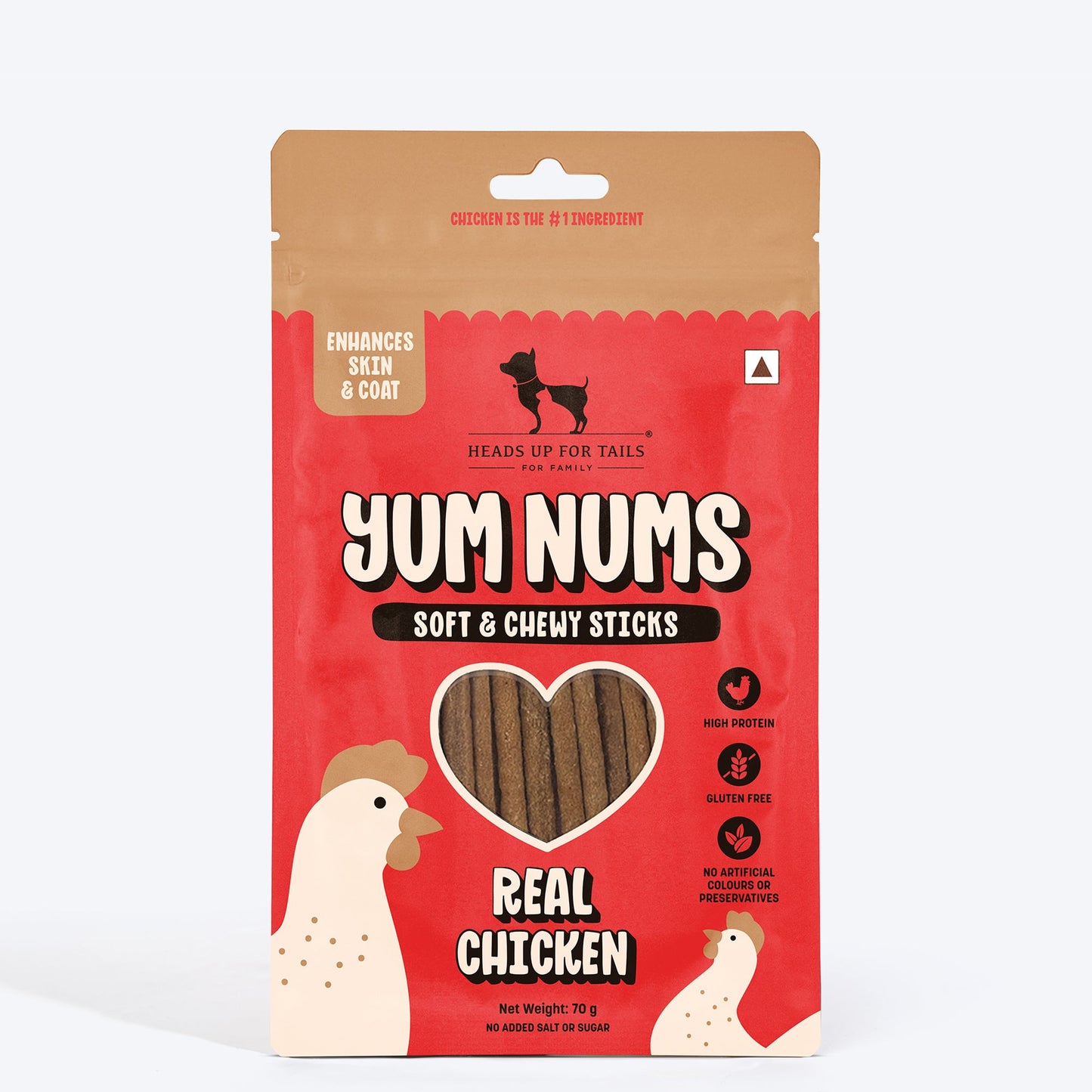 HUFT Yum Nums Real Chicken Soft Sticks Treat For Dogs - 70g