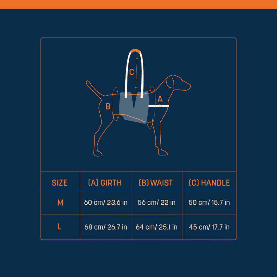 HUFT Trooper Mid-Body (Belly) Support Lift Harness For Dogs - Navy Blue
