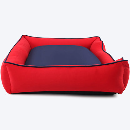 HUFT Classic Lounger Dog Bed - Red With Navy - S