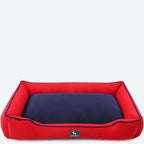 HUFT Classic Lounger Dog Bed - Red With Navy - S