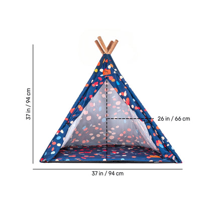 HUFT Color Pop Teepee Tent For Dogs & Cats - Navy Blue