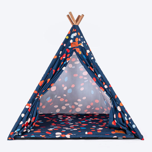 HUFT Color Pop Teepee Tent For Dogs & Cats - Navy Blue