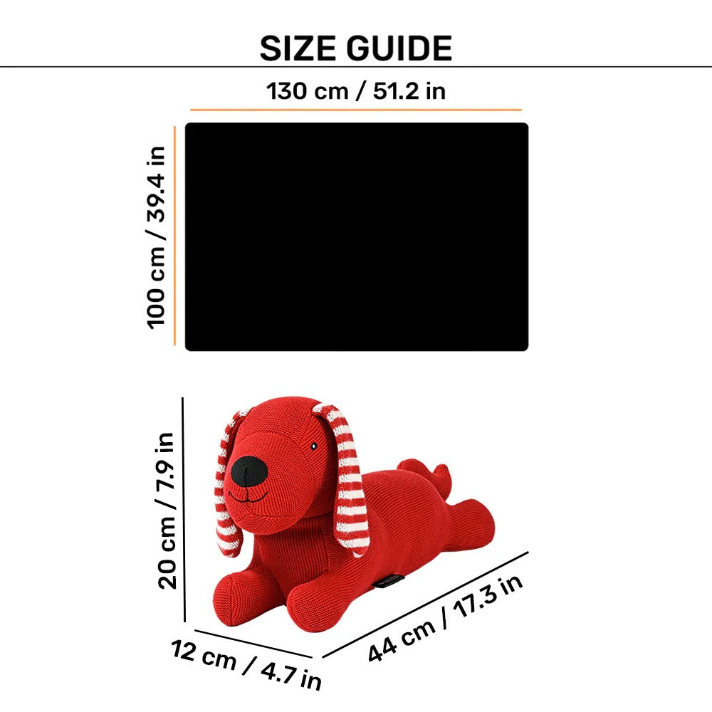 HUFT Stripes & Snouts Blanket With Cushion For Dog - Red - L