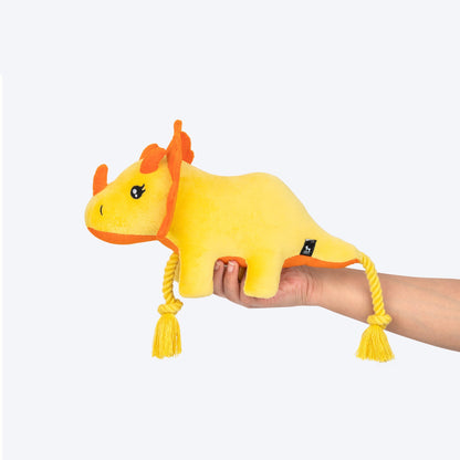 HUFT Triceratoopsie Squeaky Plush Toy For Dog - Yellow