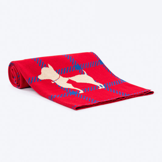 HUFT Warm Hug Blanket For Dogs & Cats - Red & Navy Blue