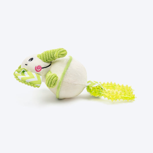 HUFT Billy The Elly Squeaky Plush Puppy Toy - White & Green