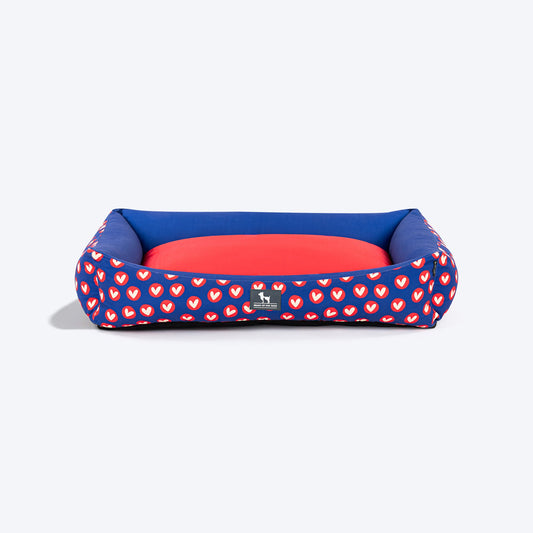 HUFT CuddleLove Lounger Bed For Dog - Red & Navy