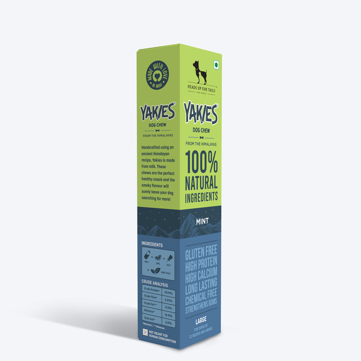 HUFT Yakies Vegetarian Natural Chew Bone - Mint - 55 gm