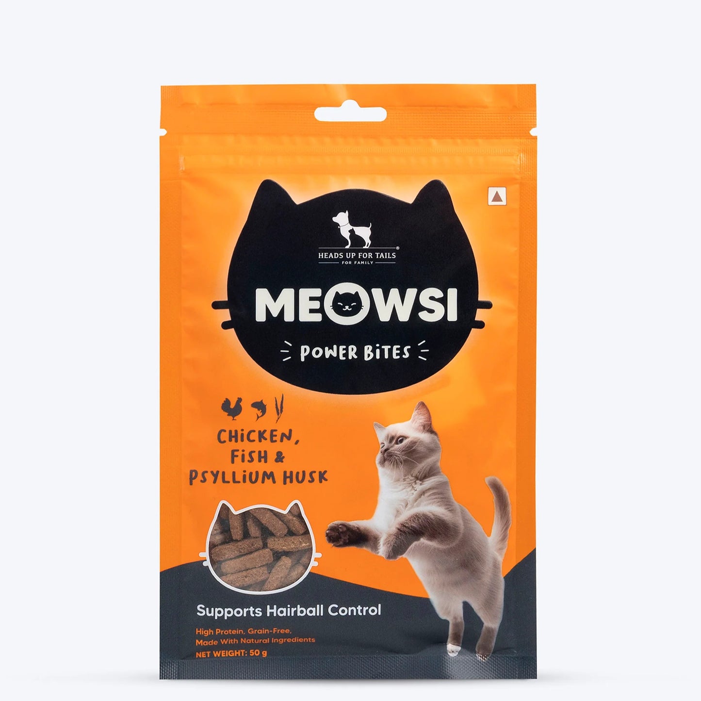 Meowsi by HUFT Chicken, Fish & Psyllium Husk Power Bites Cat Treats - 50 gm
