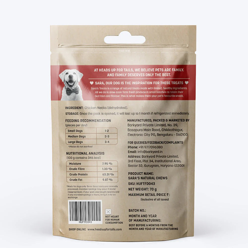 HUFT Sara's Dehydrated Chicken Neck Dog Treats - 70 g