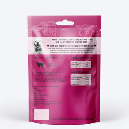 HUFT Sara's Doggie Treats - Dehydrated Lamb Jerky - 70g