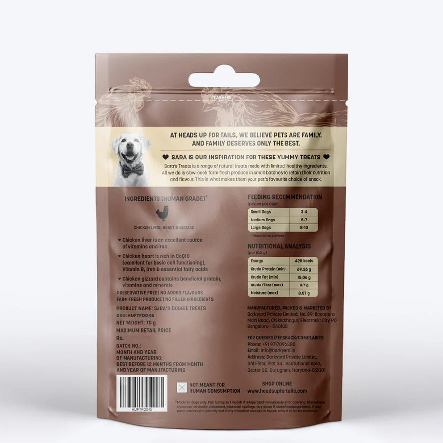 HUFT Sara's Dehydrated Chicken Giblets Dog Treats - 70 g