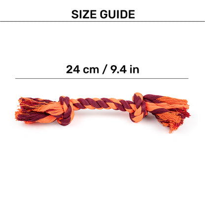 HUFT 2 Knot Rope Toy For Dog - Maroon & Orange