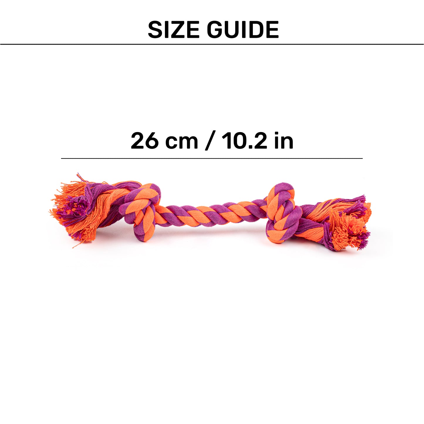 HUFT 2 Knot Rope Toy For Dog - Orange & Purple