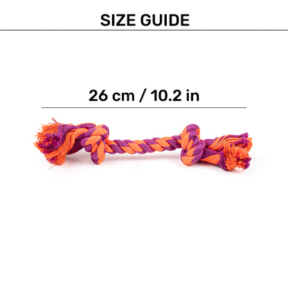 HUFT 2 Knot Rope Toy For Dog - Orange & Purple