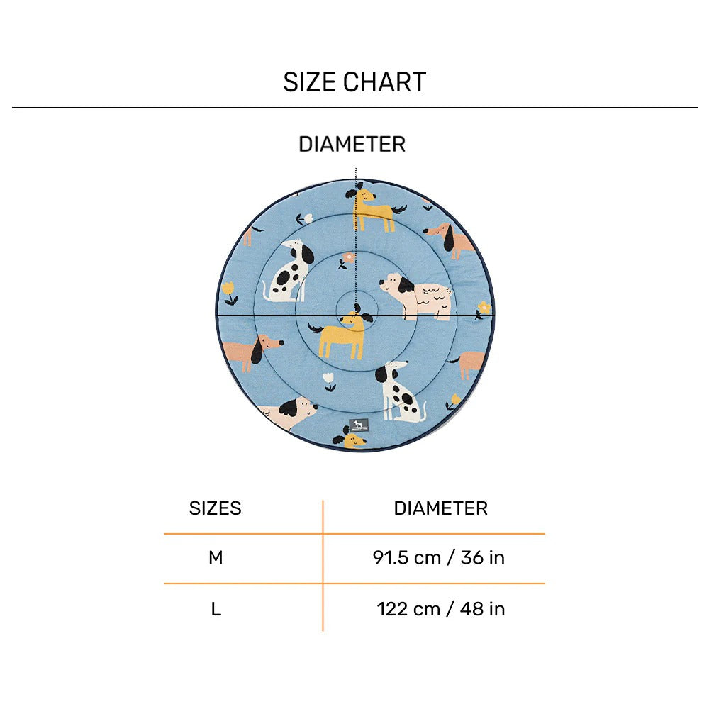 HUFT Bark & Bloom Round Mat For Dog & Cat - Blue