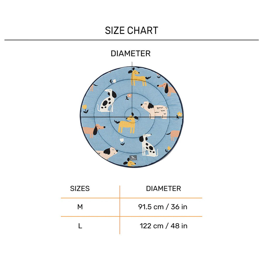 HUFT Bark & Bloom Round Mat For Dog & Cat - Blue