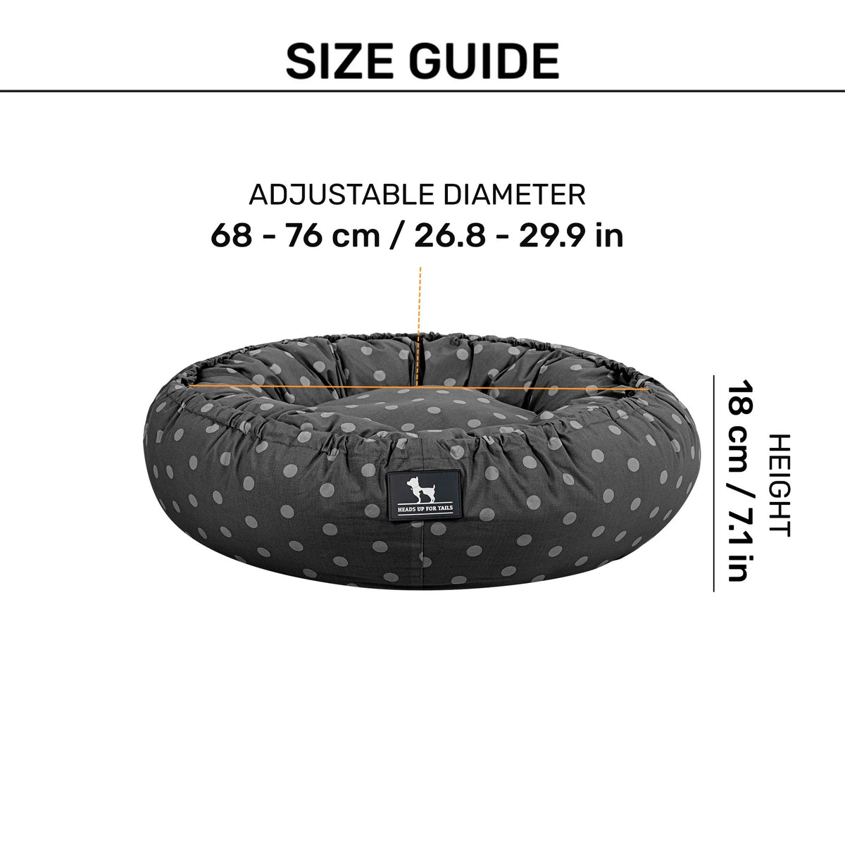 HUFT Polka Paws Adjustable Donut Bed For Dog & Cat - Peach