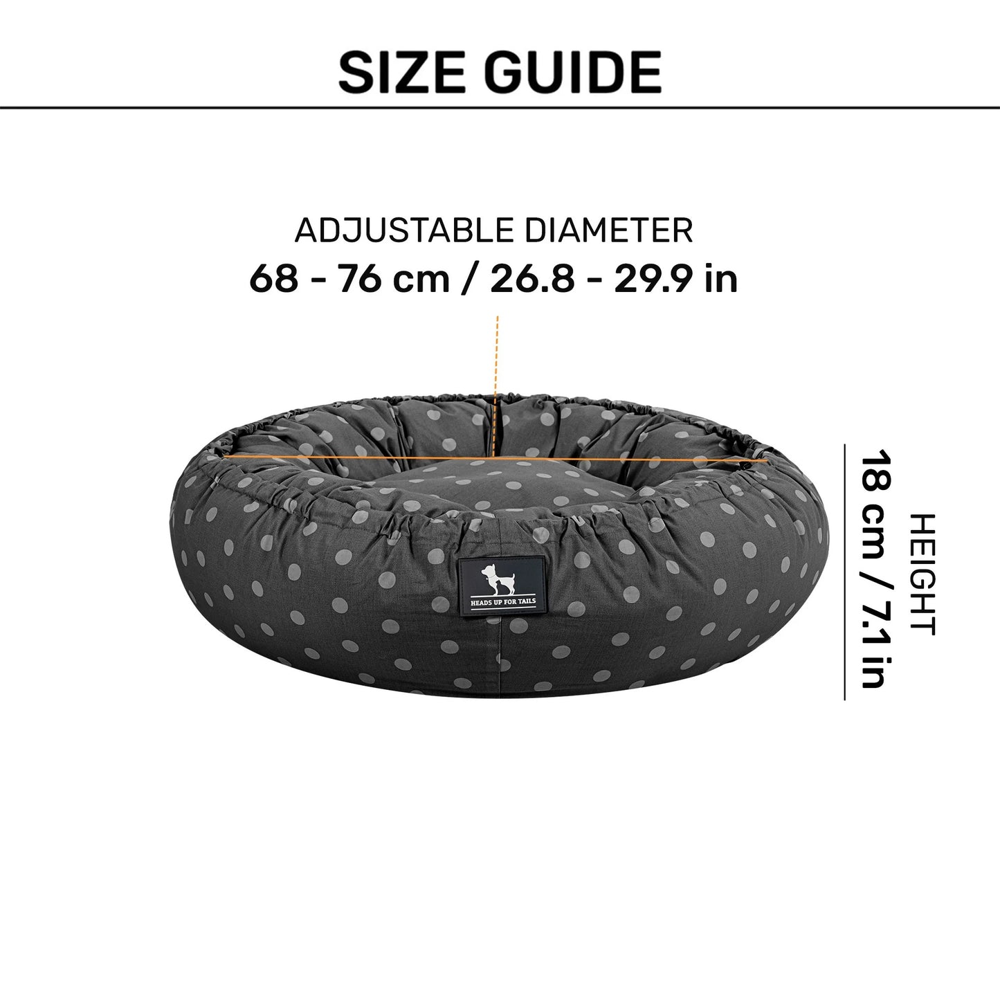 HUFT Polka Paws Adjustable Donut Bed For Dog & Cat - Peach